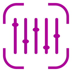 Equalizer, slider icon in focus. White background