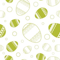 Vector seamless pattern with easter eggs with geometric elements on a white background. Ornamental image for Easter celebration. Picture for packaging and textiles. Easter card.