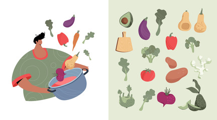 Vegetables Set Trendy Illustration