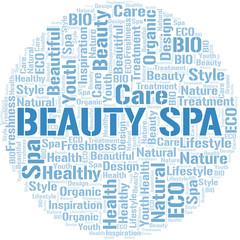 Beauty Spa word cloud collage made with text only.