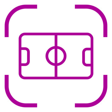 Football, soccer icon in purple focus. White background