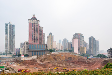 China, Chongqing, Großbaustelle des Chongqing Chaotianmen Square