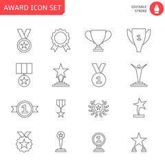 Award line icon set