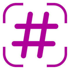 Hashtag icon vector in focus. White background