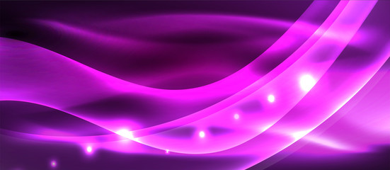 Abstract background. Shiny design neon waves with light effects, techno trendy design. Vector Illustration For Wallpaper, Banner, Background, Card, Book Illustration, landing page