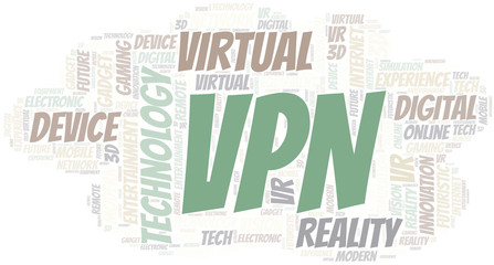 Vpn word cloud collage made with text only.