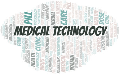 Medical Technology word cloud collage made with text only.