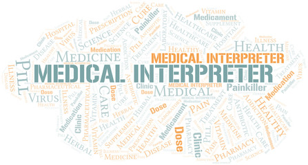 Medical Interpreter word cloud collage made with text only.