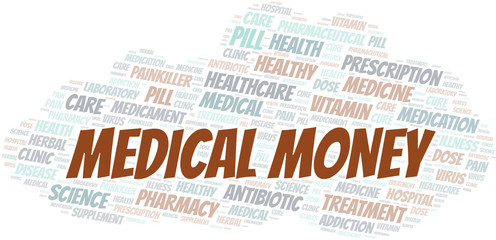 Fototapeta premium Medical Money word cloud collage made with text only.