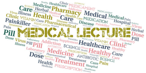 Medical Lecture word cloud collage made with text only.