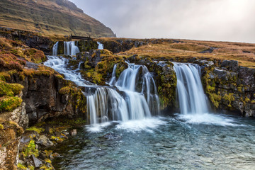 Kirkjufell mountain and kirkjufellsfoss waterfall