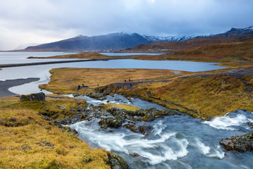 Kirkjufell mountain and kirkjufellsfoss waterfall