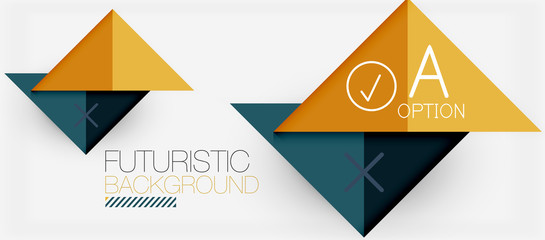 Abstract background, geometric business multicolored paper infographic - triangle frames for text, icons or graphics on light background with copyspace. Vector Illustration For Wallpaper, Banner