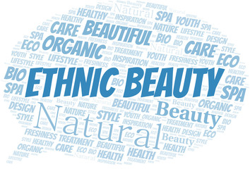 Ethnic Beauty word cloud collage made with text only.