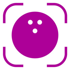Bowling ball icon in focus. White background