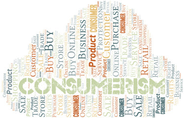 Obraz premium Consumerism word cloud collage made with text only.