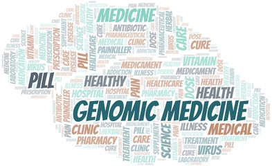 Obraz premium Genomic Medicine word cloud collage made with text only.