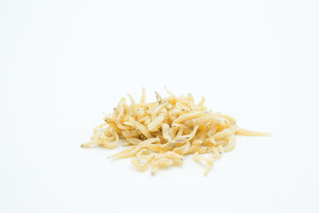 Dried Anchovies shot in a white isolated background