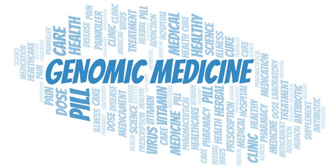 Fototapeta premium Genomic Medicine word cloud collage made with text only.