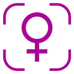 Female icon vector in focus. White background