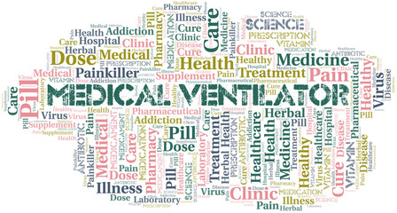 Medical Ventilator word cloud collage made with text only.