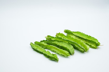 The winged bean , Psophocarpus tetragonolobus,shot in a white isolated background