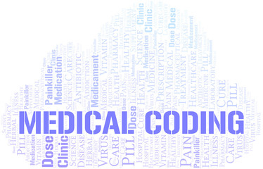 Obraz premium Medical Coding word cloud collage made with text only.