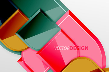 Glossy glass squares with round elements geometric composition. Abstract geometric background with 3d effect composition For Wallpaper, Banner, Background, Card, Book Illustration, landing page