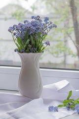blue flowers in a vase