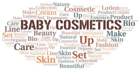 Fototapeta premium Baby Cosmetics word cloud collage made with text only.