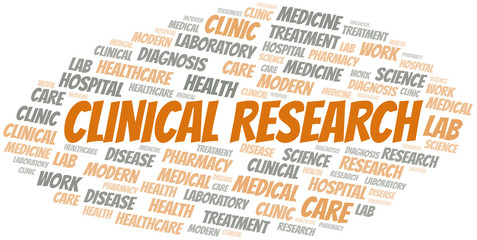 Obraz premium Clinical Research word cloud collage made with text only.