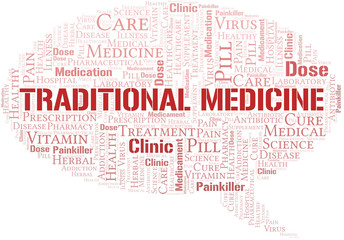 Fototapeta premium Traditional Medicine word cloud collage made with text only.