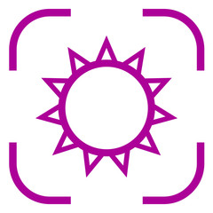 Sun icon vector in focus. White background