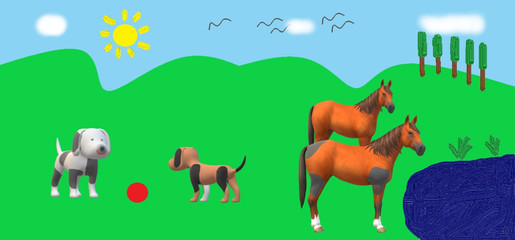 Obraz na płótnie Canvas landscape with horses