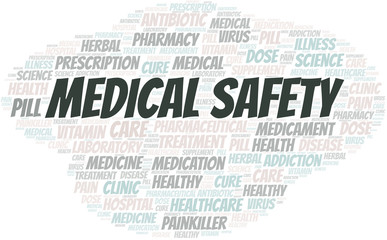 Fototapeta premium Medical Safety word cloud collage made with text only.