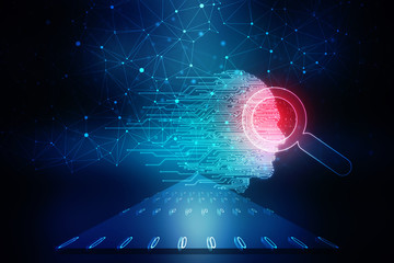 2d illustration digital Artificial mind concept