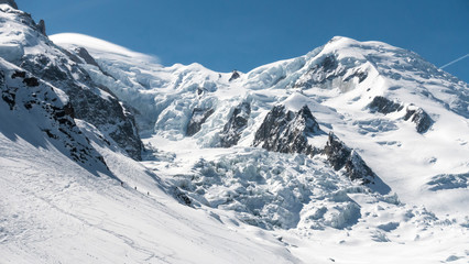 Fototapeta na wymiar Mont blanc north face on skis