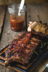 Baked pork ribs with sauce