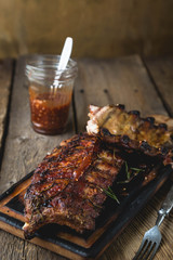 Baked pork ribs with sauce