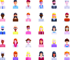 icons, people, buttons, professions, interests, type