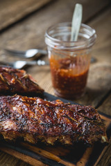 Baked pork ribs with sauce