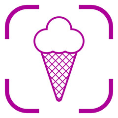 Ice cream icon in purple focus. White background