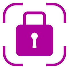 Lock icon in purple focus. White background