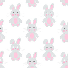 Obraz na płótnie Canvas This is a seamless pattern texture of a cute bunny on a white background. Vector wrapping paper.