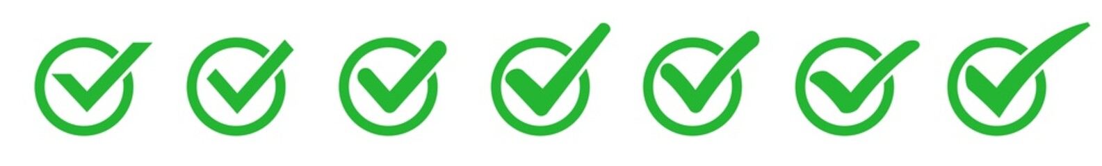 Check Mark Circle Icon Green | Checkmark Checkbox Illustration | Tick Symbol | Voting Logo | Approved Sign | Isolated | Variation