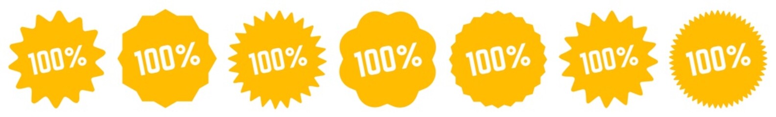 100 % Tag Orange | 100 Percent Icon | Sticker | Label | Variations