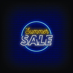 Summer Sale Neon Signs Style Text Vector