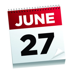 June 27th on a calendar page - illustrated.