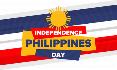 Fototapeta premium Philippines Independence Day. Celebrated annually on June 12 in Philippines. Happy national holiday of freedom. Philippines flag. South-East Asian country. Patriotic design. Vector poster