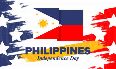 Philippines Independence Day. Celebrated annually on June 12 in Philippines. Happy national holiday of freedom. Philippines flag. South-East Asian country. Patriotic design. Vector poster